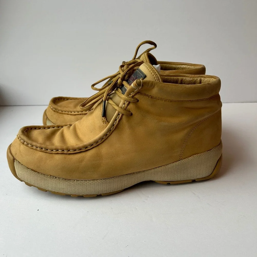 Phat Farm Moc Toe Boots Mens 10.5 Tan Leather Mid Top Chukka Street Work PF0019M